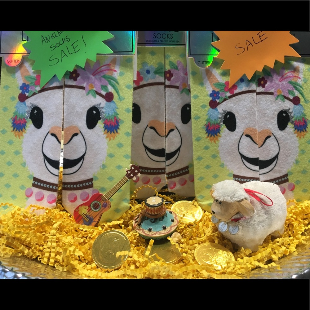 Llama Ankle Glitter Socks
